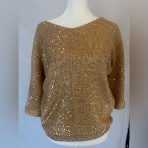 WD-NY Gold Sequin Women's 3/4 sleeve Sweater